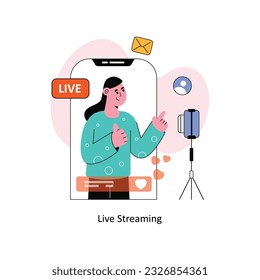 Ilustración del vector de diseño de estilo plano de streaming en vivo. Ilustración de acciones