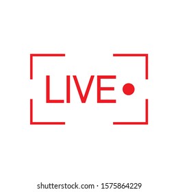 Live Streaming Flat Vector Icon. Red Design Instagram Youtube Blog Element For News,radio,TV Or Youtube Online Broadcasting Isolated On White