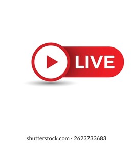 Live streaming flat vector icon red template
