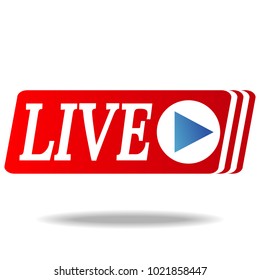 Live streaming Icon, Badge, Button for broadcasting or online video stream. Vector illustration on the white background.