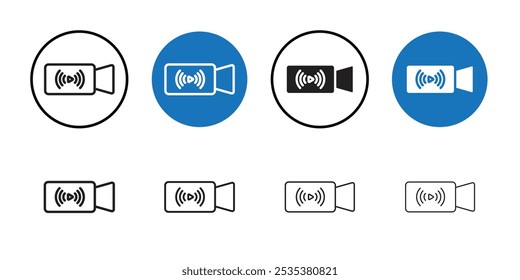 Live streaming icon Black line art vector logo set