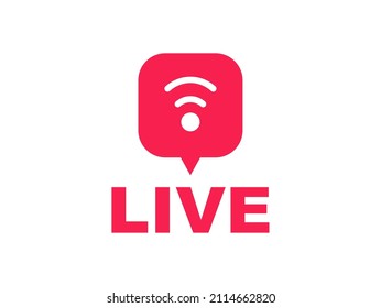Live streaming icon. Live broadcasting button. Online stream icon. Live stream logo. Social media. Vector illustration.