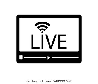 Live streaming icon. Live broadcasting buttons and symbols. Set of online stream icons. Live stream logo. Social media. Vector illustration.