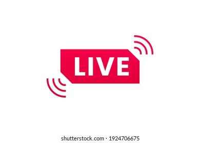 Live streaming icon. Button for broadcasting, livestream or online stream. Template for tv, online channel, live breaking news, social media