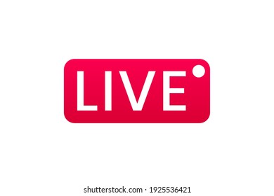 Live streaming icon. Button for broadcasting, livestream or online stream. Template for tv, online channel, live breaking news, social media