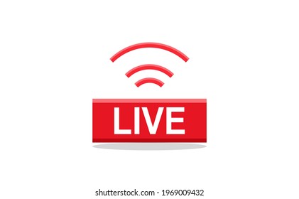 Live streaming icon. Button for broadcasting, livestream or online stream. Vector illustration.