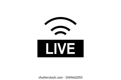 Live streaming icon. Button for broadcasting, livestream or online stream. Vector illustration.