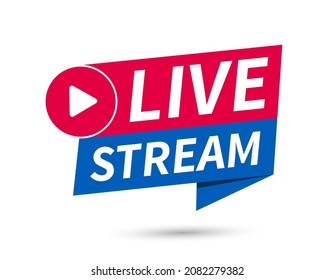 Live Streaming Icon. Button For Broadcasting, Livestream Or Online Stream. Template For Tv, Online Channel, Live Breaking News, Social Media