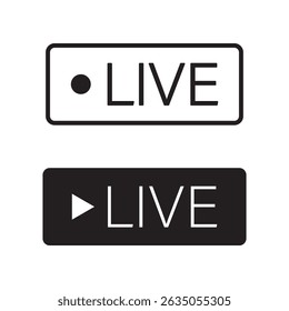 Live streaming icon. Button for broadcasting, livestream or online stream. Template for tv, online channel, live breaking news, social media