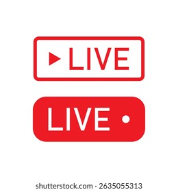 Live streaming icon. Button for broadcasting, livestream or online stream. Template for tv, online channel, live breaking news, social media