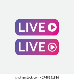 live streaming icon, Live buttons symbol, for tv shows, social media live streaming, instagram, movies and live badge, sign, label, sticker template. online stream. Vector illustration