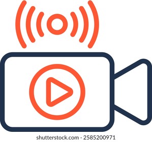Live Streaming Icon Color Line Vector Illustration