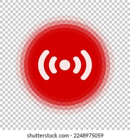 Icono de streaming en vivo que emite ondas rojas aisladas en fondo transparente. Transmisión en vivo o transmisión en vivo. Vector.