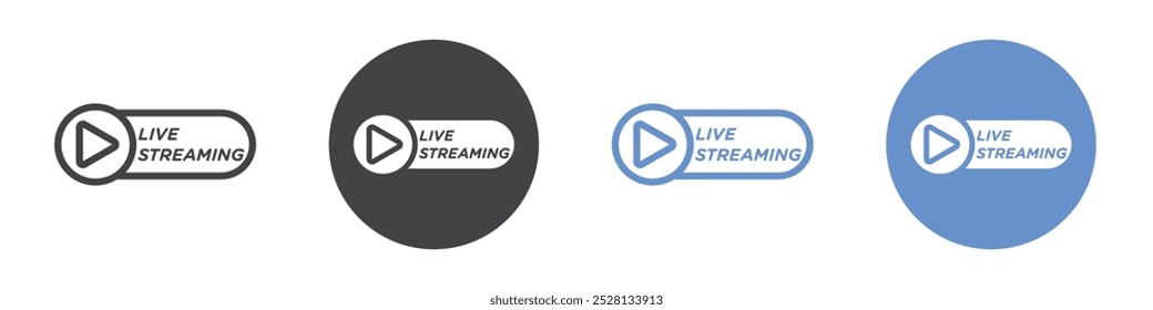 Live-Streaming-Symbol Flache Kunst in Schwarz-Weiß einzeln