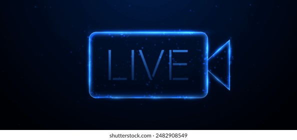 Live streaming icon. Glowing wireframe, linear and mesh illustration