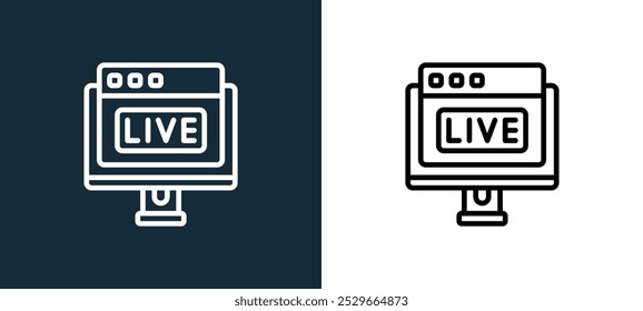 Live-Streaming-Symbol einzeln auf Weiß und Schwarz. Live-Streaming-Umriss lineares Vektorsymbol aus der Streaming-Sammlung für mobile Apps, Web und ui.