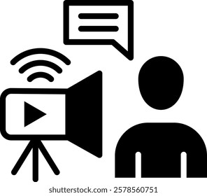 Live Streaming Icon Mixed Vector Illustration