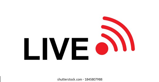 Icono de streaming en vivo. Diseño moderno de botón vector de aire aislado en fondo blanco