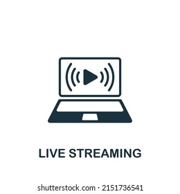 Icono de Live Streaming. Icono comunitario monocromo simple para plantillas, diseño web e infografías