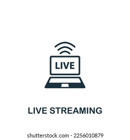 Live streaming icon. Monochrome simple sign from blogging collection. Live streaming icon for logo, templates, web design and infographics.