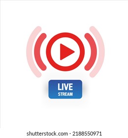 Live Streaming Icon on white background. Red Signs and Symbols of Streaming, Broadcasting, Online Video and Podcasts. Vector Template.