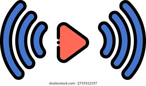Icono de transmisión en vivo con Play Botón y ondas