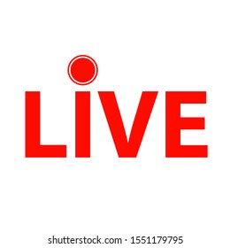 Live streaming icon. Red button live web tv online broadcasting. Online stream template, Isolated on white background. Vector illustration for show performance, video, logo. Play media news tag