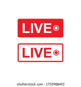 live streaming icon, Red Live buttons symbol, for tv shows, social media live streaming, movies and live badge, sign, label, sticker template. online stream. Vector illustration