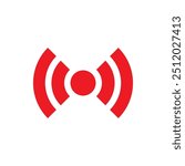 Live streaming icon. Red signal symbol of live streaming, broadcasting, online stream. Simple modern red color live broadcast logo for social media, website, ui, media player, and more.