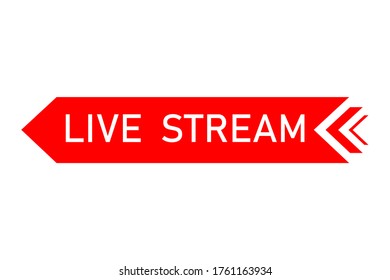 Live streaming icon. Red symbol and buttons of live streaming, broadcasting, online stream. Template for tv, shows, movies and live performances. Vector	