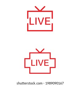 live streaming icon. Red symbol and button of live streaming, broadcasting, online stream. Lower third template for tv, show, movie and live performance. Vector