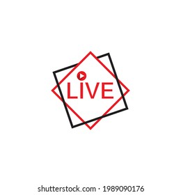 Live-Streaming-Symbol. Rotes Symbol und Knopf für Live-Streaming, Rundfunk, Online-Stream. Untere dritte Vorlage für TV, Show, Film und Live Performance. Vektorgrafik