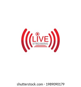 live streaming icon. Red symbol and button of live streaming, broadcasting, online stream. Lower third template for tv, show, movie and live performance. Vector
