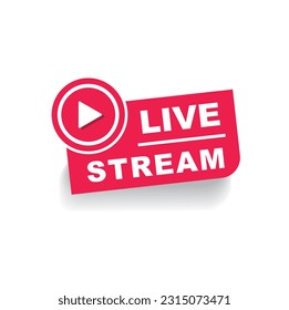Live streaming icon. Red symbol and button of live streaming.
