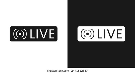 Live streaming icon set black and white vector