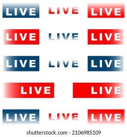 Live streaming icon set, isolated on white background, vector illustration.