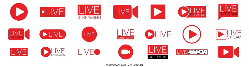 Live streaming icon set simple design