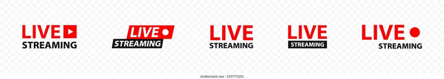 Juego de iconos de streaming en vivo. Iconos de transmisión de video. Iconos gráficos vectoriales EPS 10