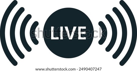Live streaming icon showing live broadcast signal emitting