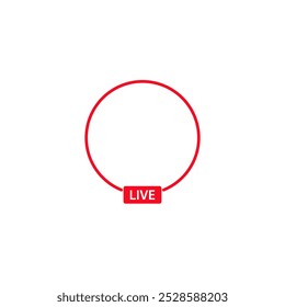 Icono de transmisión en vivo, firmar. Botón para transmisión, transmisión en vivo o en línea. Plantilla para TV, canal, noticias de última hora en vivo, redes sociales, diseño online.Vector aislado sobre fondo blanco