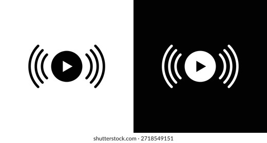 Ilustración vectorial de silueta de icono de transmisión en vivo estilo plano aislado