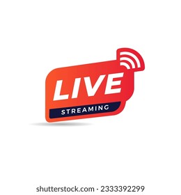 live streaming icon sticker badge. Buttons of broadcasting, online stream
