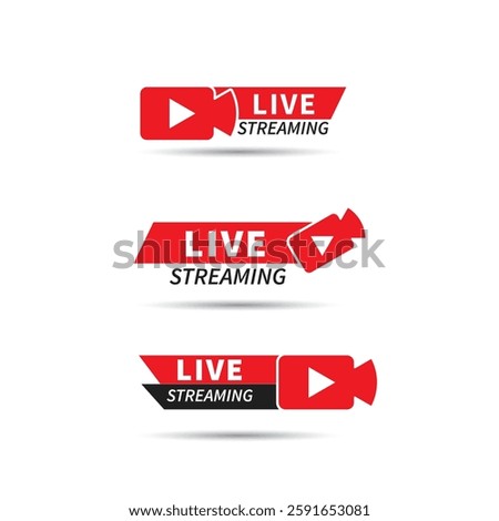 live streaming icon sticker. red symbol for news, tv, social media