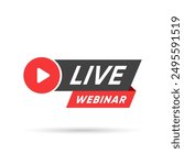 Live streaming icon. Live stream icons. Video broadcasting icon. Red live symbol for TV, news, movies, shows, webinar. Online stream icons.