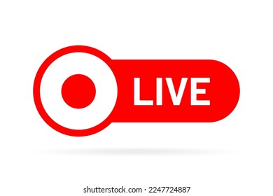 Live streaming icon. Live stream icons. Video broadcasting icon. Red live symbol for TV, news, movies, shows, webinar. Online stream icons.