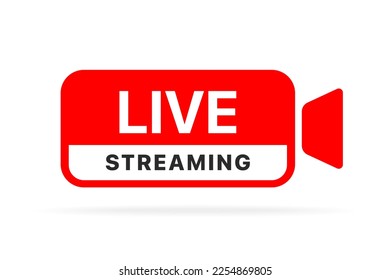 Live streaming icon. Live stream icons. Video broadcasting icon. Red live symbol for TV, news, movies, shows, webinar. Online stream icons.