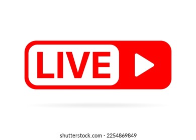 Live streaming icon. Live stream icons. Video broadcasting icon. Red live symbol for TV, news, movies, shows, webinar. Online stream icons.