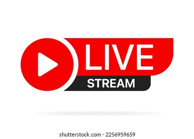 Live streaming icon. Live stream icons. Video broadcasting icon. Red live symbol for TV, news, movies, shows, webinar. Online stream icons.