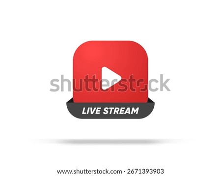 Live streaming icon. Live stream icons. Video broadcasting icon. Red live symbol for TV, news, movies, shows, webinar. Online stream icons.
