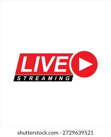 Live-Streaming-Symbol. Rotes Live-Stream-Logo. Online-Übertragung.